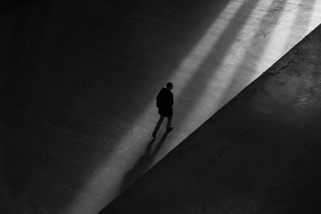 Man Walking on Floor